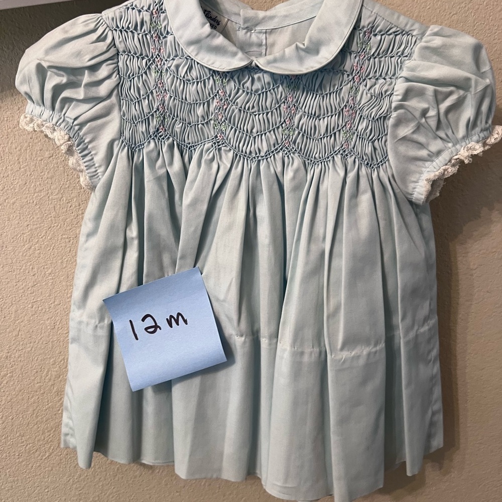 Light Blue Kids Shirt with Smocked Design